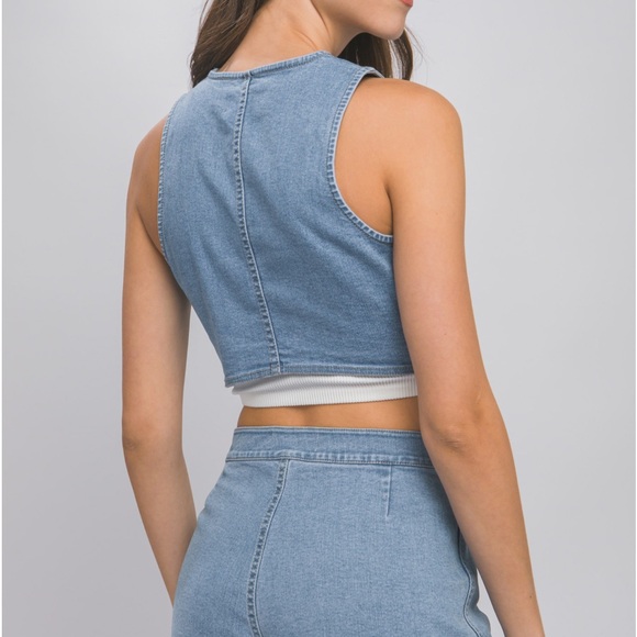 44 Fabulous jeans Buttoned Vest Top Jacket - Picture 5 of 6